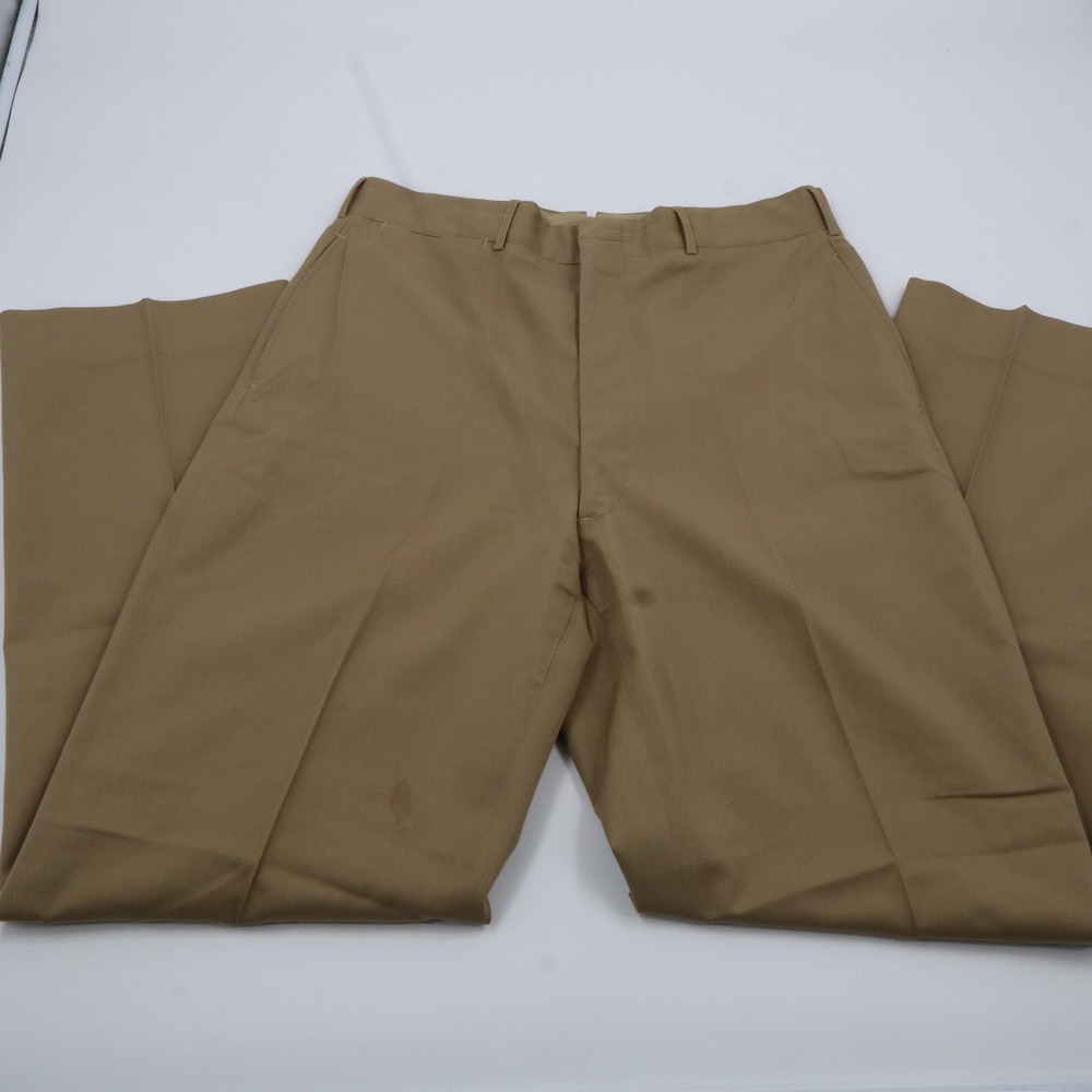 Davis Clothing Co Trousers Mens 33 Tan Vintage Khaki Straight Leg Flat Front